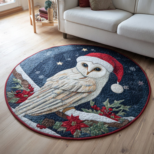 Snowy Barn Owl Quilted Round Mat NCU0HH190