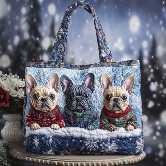 Snowy Bat Ears Quilted Tote Bag NCU0NT9819