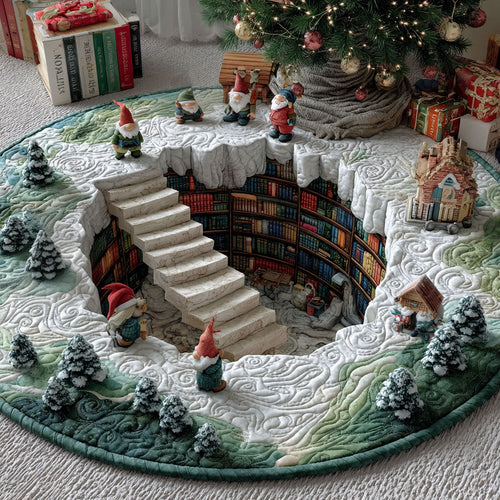 Snowy Book Haven Quilted Round Mat NCU0PT10458