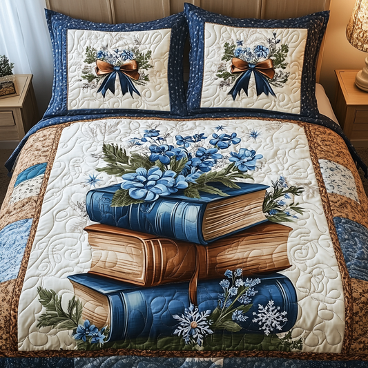 Snowy Book Retreat 3-Piece Quilted Bedding Set NCU0TL2097