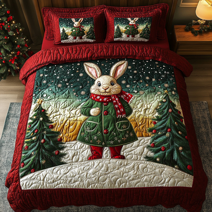 Snowy Bunny Delight 3-Piece Quilted Bedding Set NCU0DK2590