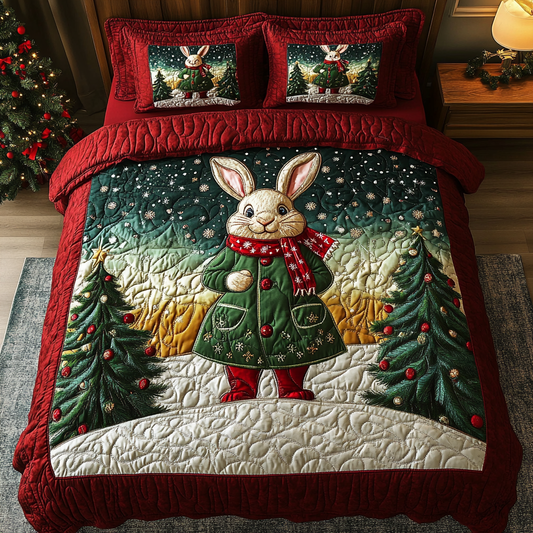 Snowy Bunny Delight 3-Piece Quilted Bedding Set NCU0DK2590