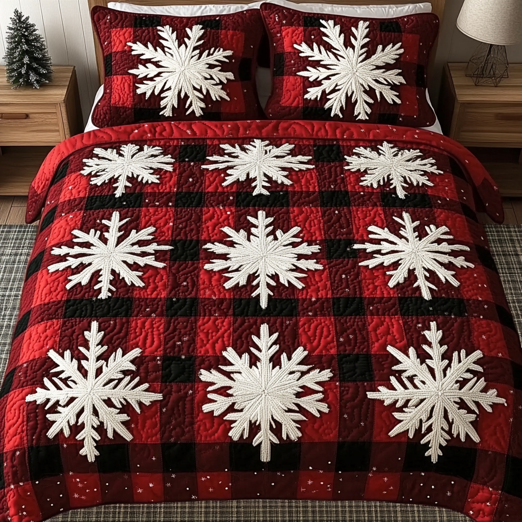 Cozy Snow Village 3-Piece Quilted Bedding Set NCU0NTD895 main image 1