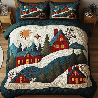 Snowy Cabin Bliss 3-Piece Quilted Bedding Set NCU0DK2643