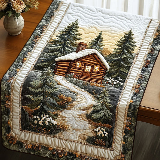 Snowy Cabin Retreat Quilted Table Runner NCU0NT4692