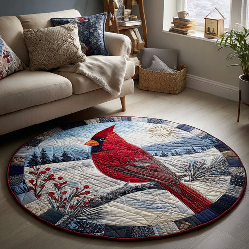 Snowy Cardinal Quilted Round Mat NCU0HH004