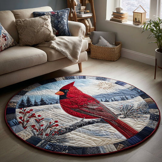 Snowy Cardinal Quilted Round Mat NCU0HH004
