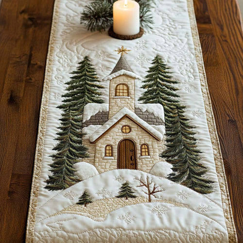 Snowy Chapel Quilted Table Runner NCU0NT10484