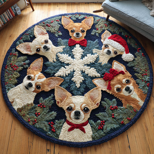 Snowy Chihuahua Quilted Round Mat NCU0HH934