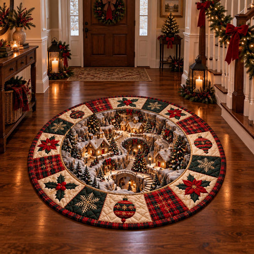 Snowy Christmas Village Quilted Round Mat NCU0DV10261