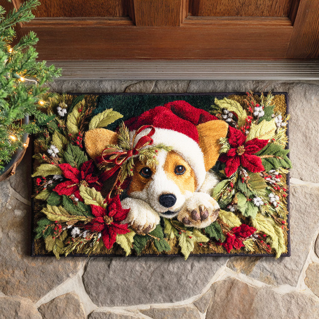 Snowy Corgi Doormat NCU0TD721