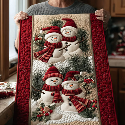 Snowy Couple Moments Quilted Table Runner NCU0TH3861
