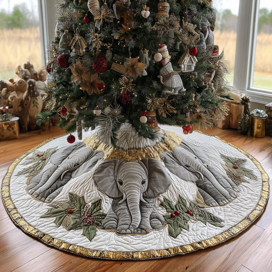 Snowy Elephants Quilted Christmas Tree Skirt NCU0DV7831
