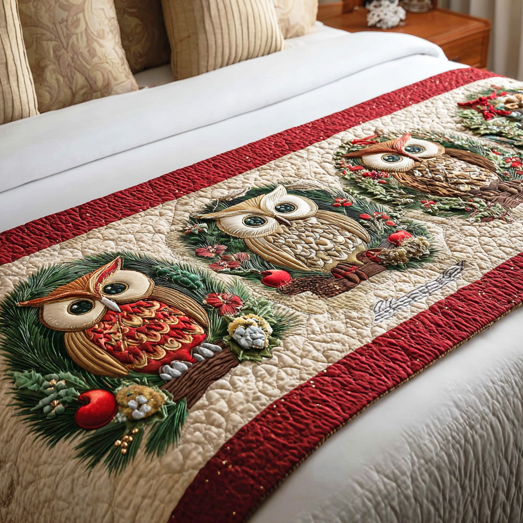 Snowy Feather Light Quilted Bed Runner NCU0TD1264