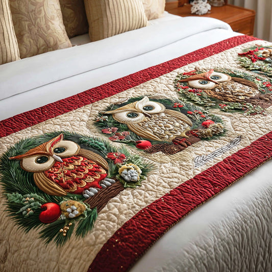 Snowy Feather Light Quilted Bed Runner NCU0TD1264