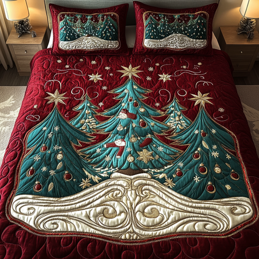 Snowy Forest 3-Piece Quilted Bedding Set NCU0VH469