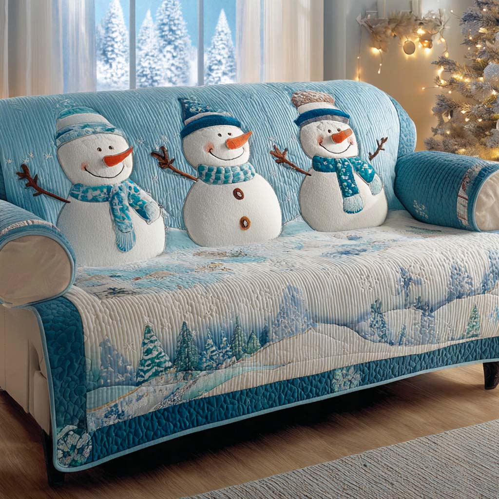 Snowy Forest Companions Quilted Sofa Cover NCU0XD1667