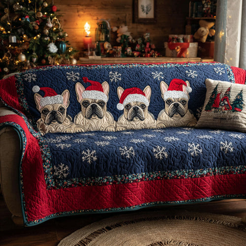 Snowy Frenchies Quilted Sofa Cover NCU0TV849