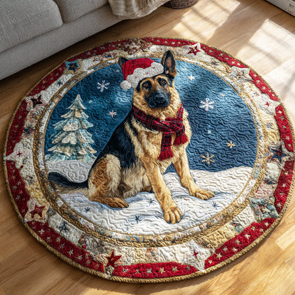 Snowy German Shepherd Quilted Round Mat NCU0HH487