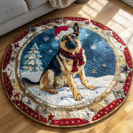 Snowy German Shepherd Quilted Round Mat NCU0HH487