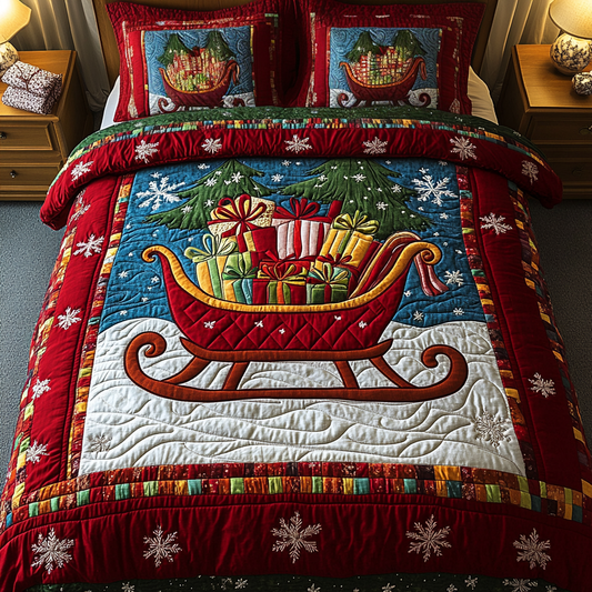 Snowy Gifts 3-Piece Quilted Bedding Set NCU0VH1028