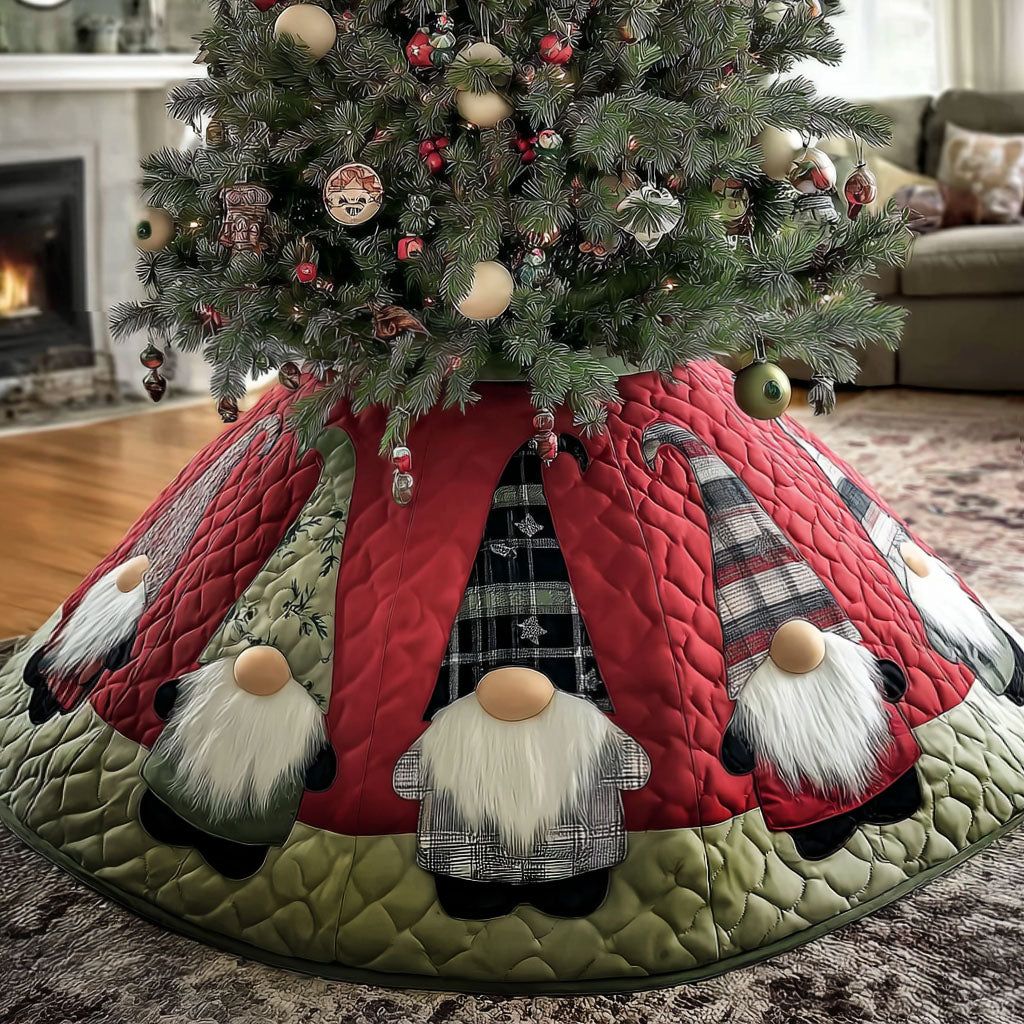 Snowy Gnome Village Christmas Quilted Tree Skirt NCU0PT10637