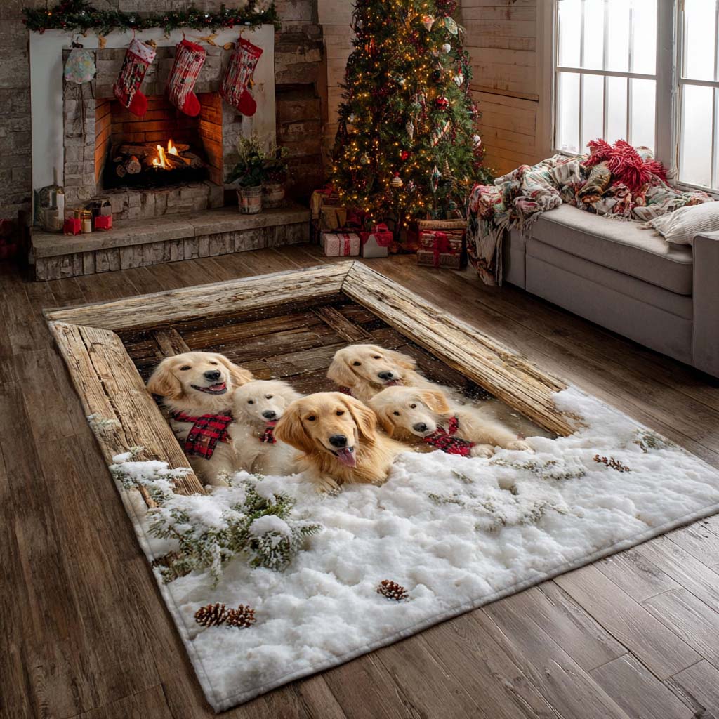 Snowy Golden Den Area Rug NCU0XD921