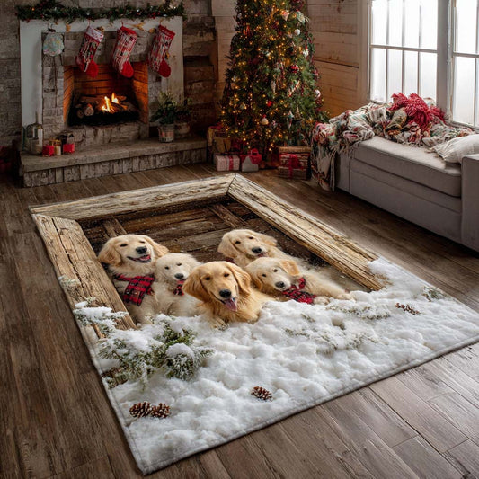 Snowy Golden Den Area Rug NCU0XD921