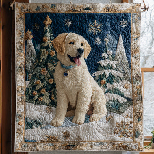 Snowy Golden Retriever Quilted Blanket NCU0HH216