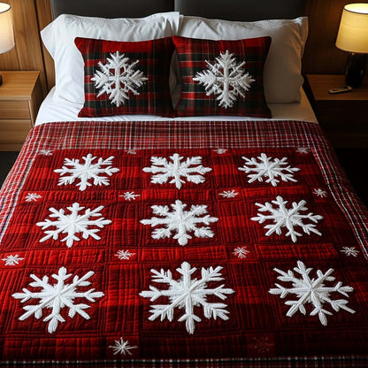 Snowy Grid 3-Piece Quilted Bedding Set NCU0NT2118