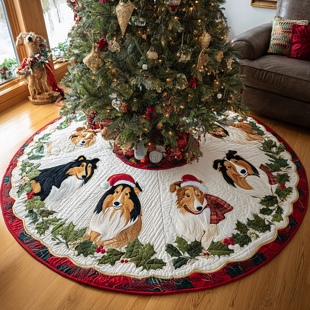 Snowy Guardian Christmas Quilted Tree Skirt NCU0DV8382