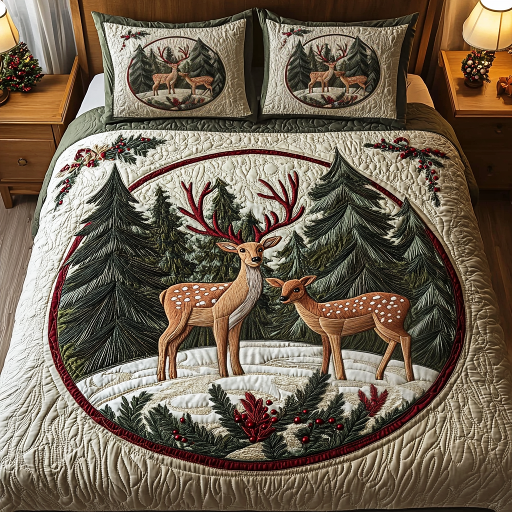 Snowy Haven 3-Piece Quilted Bedding Set NCU0VH534