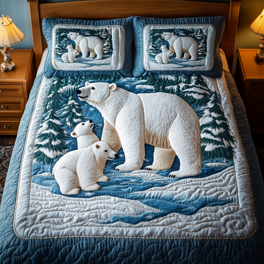 Snowy Haven 3-Piece Quilted Bedding Set NCU0VH908