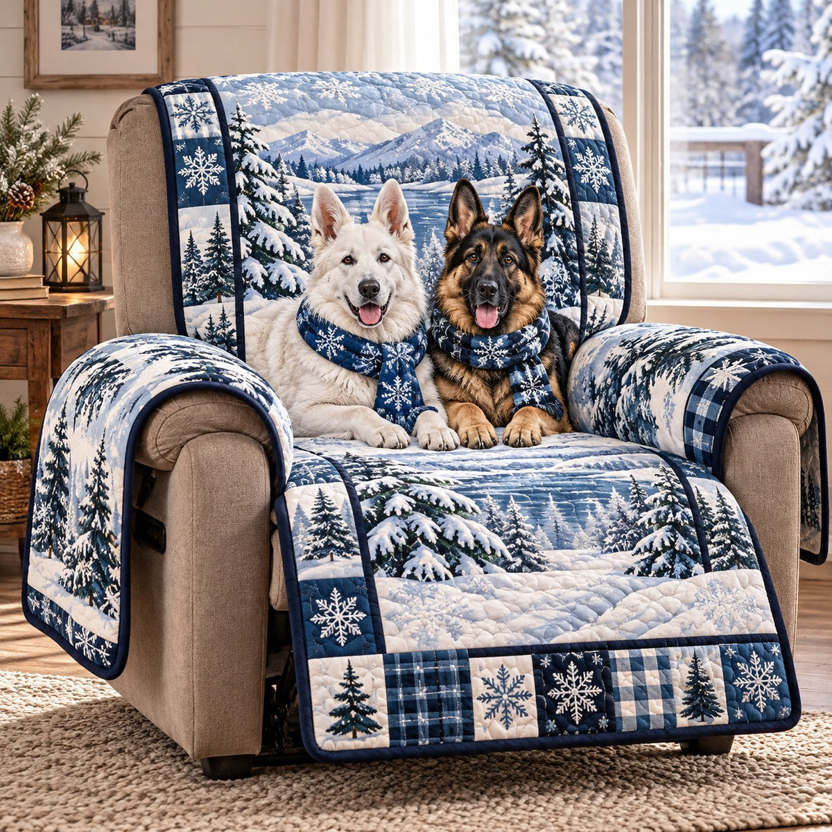 Snowy Lake Shepherds Quilted Sofa Cover NCU0PT12262
