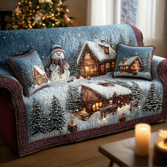 Snowy Magic Village Quilted Sofa Cover NCU0TD1831
