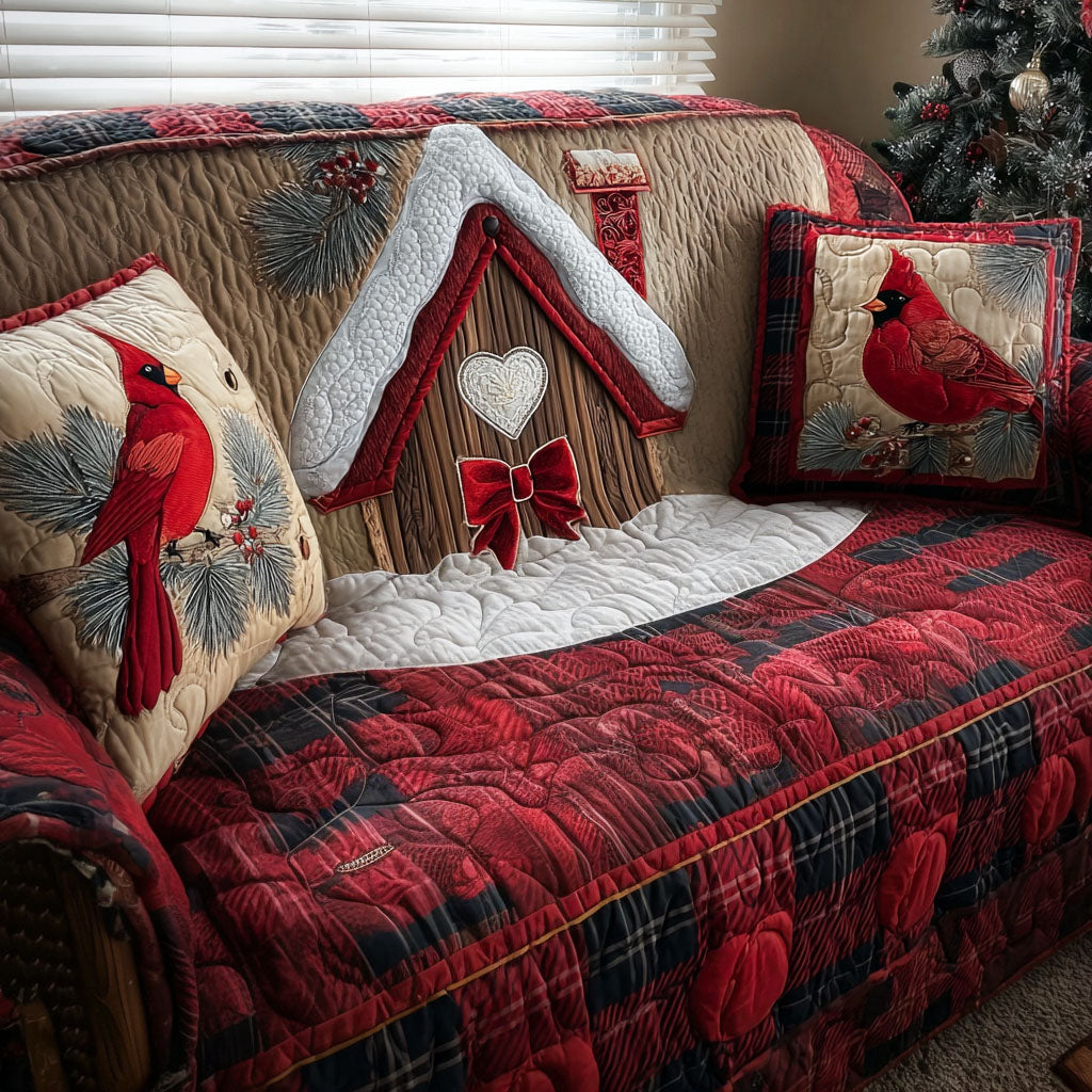 Snowy Nest Delight Quilted Sofa Cover NCU0PT9892