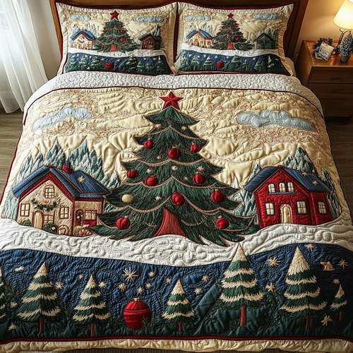 Snowy Night 3-Piece Quilted Bedding Set NCU0DK9765