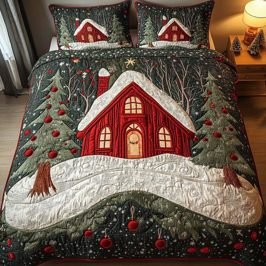 Snowy Night Haven 3-Piece Quilted Bedding Set NCU0DK2466