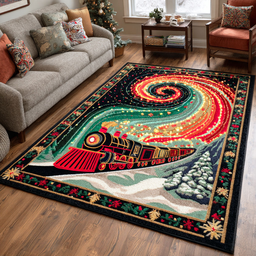 Touchdown Rugs Snowy Night Railway Area Rug NCU0TD939 – Vantique