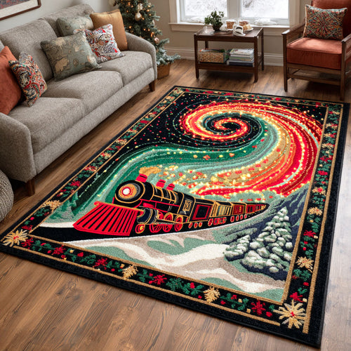 Snowy Night Railway Area Rug NCU0TD939