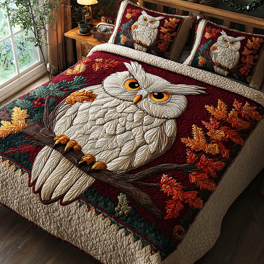Snowy Owl 3-Piece Quilted Bedding Set NCU0DK10483