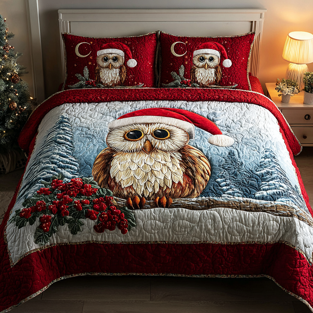 Snowy Owl 3-Piece Quilted Bedding Set NCU0DK11164