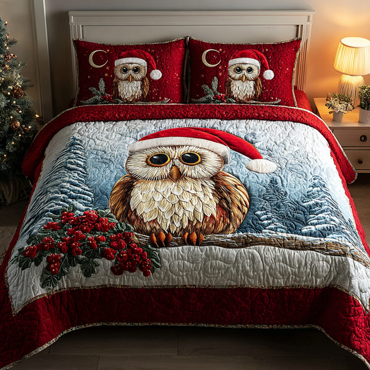 Snowy Owl 3-Piece Quilted Bedding Set NCU0DK11164