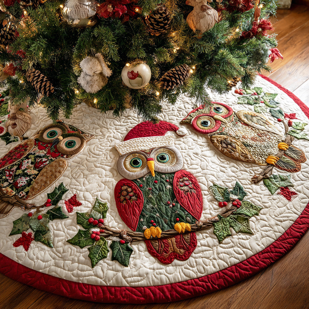 Snowy Owl Christmas Christmas Quilted Tree Skirt NCU0TD1769