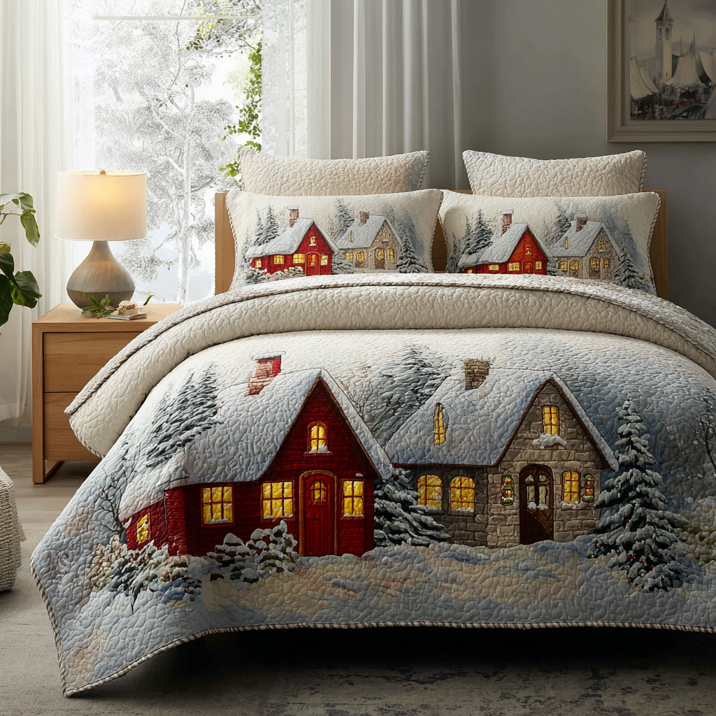 Snowy Path 3-Piece Quilted Bedding Set NCU0DK11372