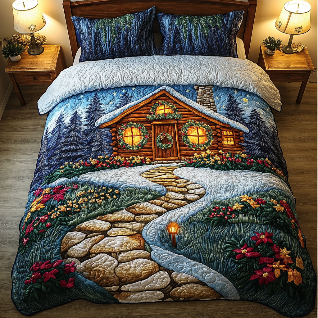 Snowy Path 3-Piece Quilted Bedding Set NCU0DK9844