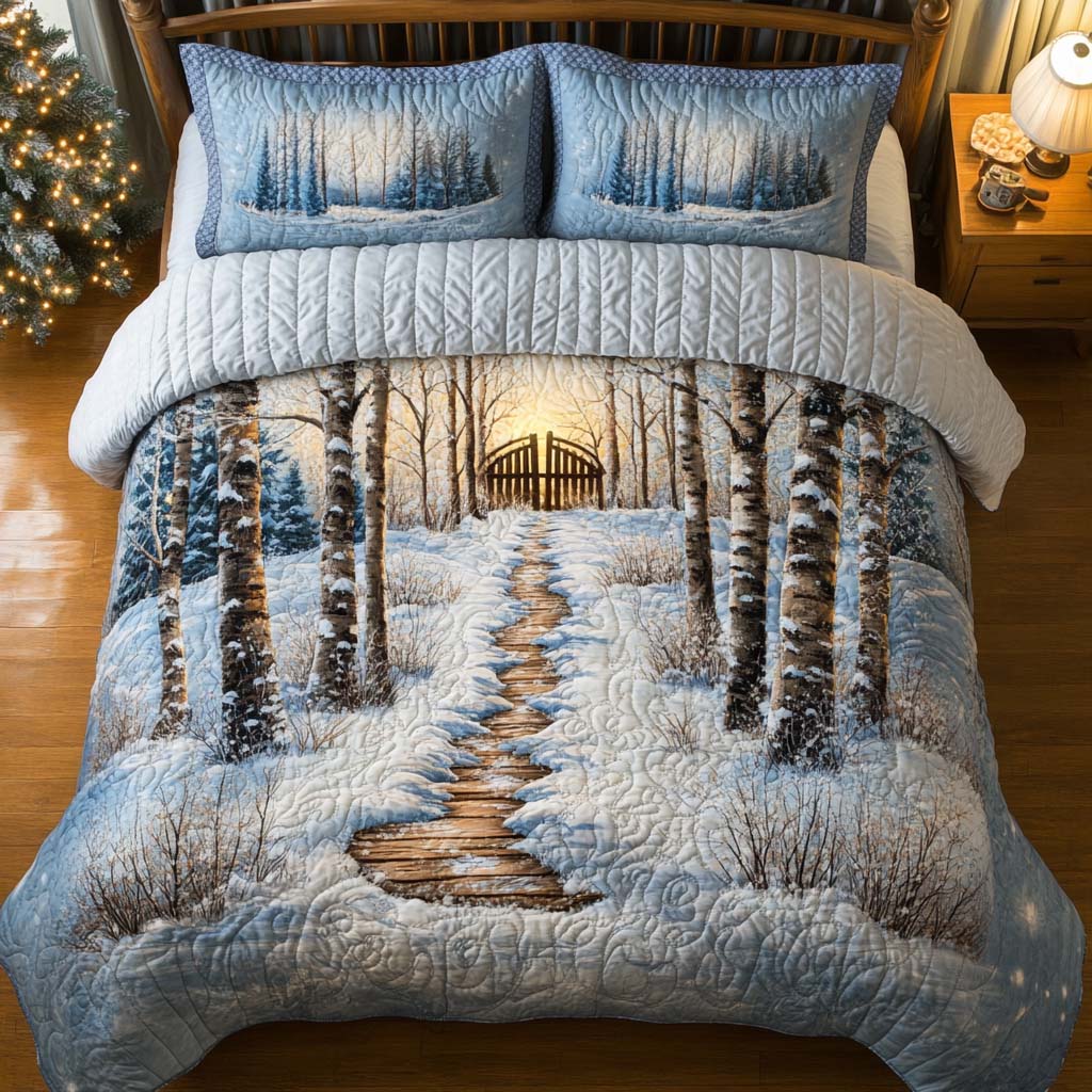Snowy Path 3-Piece Quilted Bedding Set NCU0NT9976 – Vantique