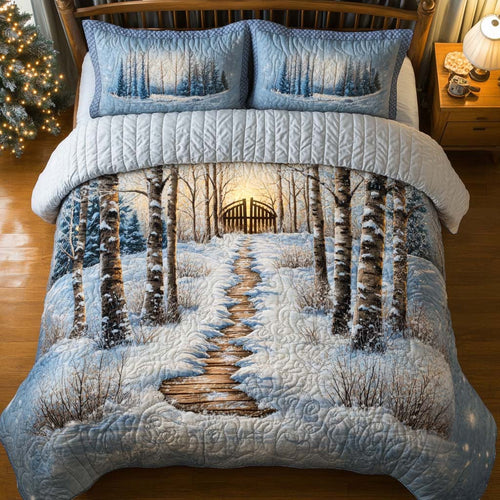 Snowy Path 3-Piece Quilted Bedding Set NCU0NT9976