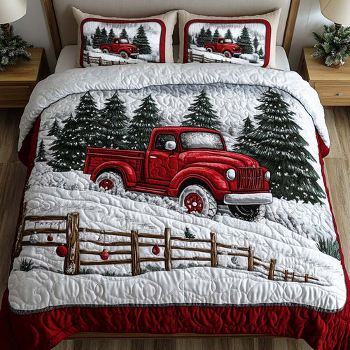 Snowy Pathway 3-Piece Quilted Bedding Set NCU0NT1734