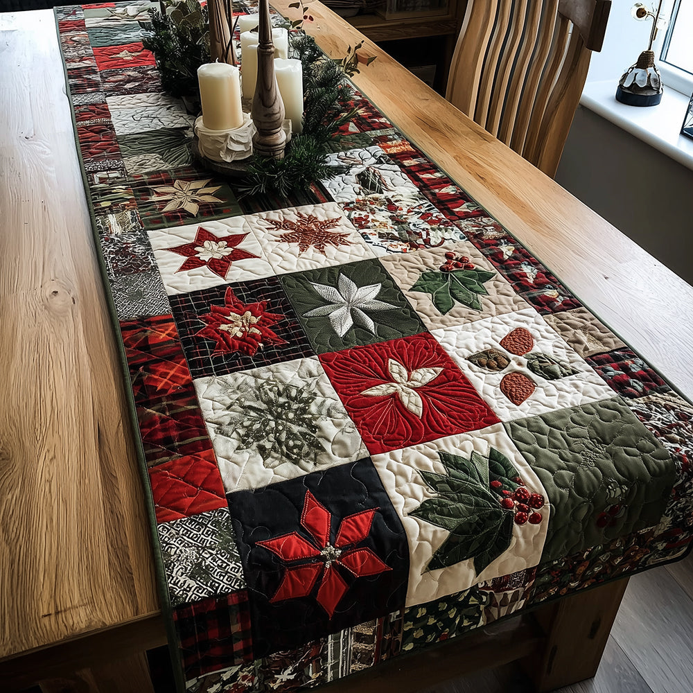 Snowy Pattern Quilted Table Runner NCU0TH3376